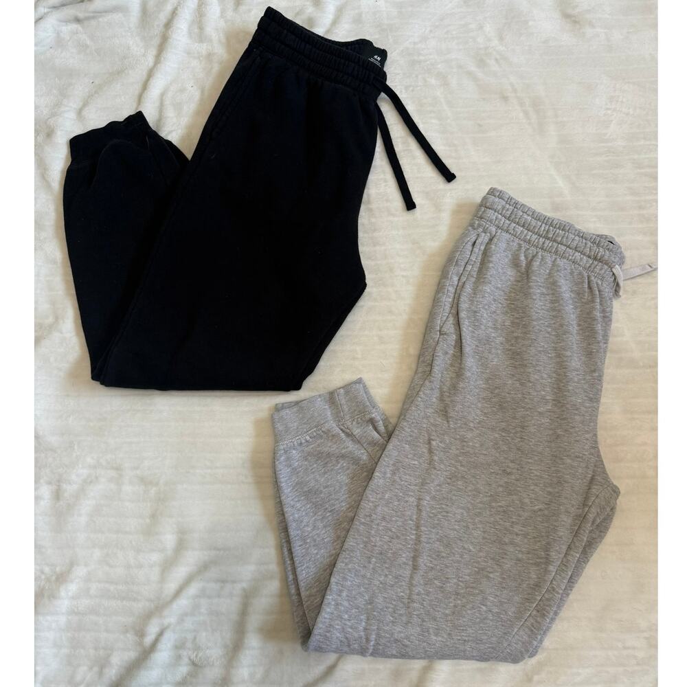 H&M Men's Sweatpants Joggers 2-Pack Bundle Black & Gray Size Medium
